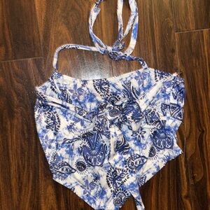 Almost Famous Blue and White Halter Top